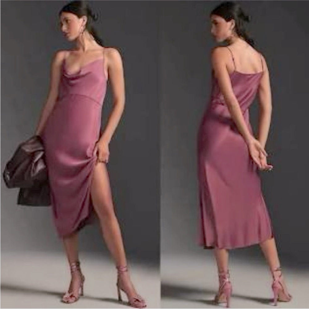 Anthropologie Mauve Slip Midi Dress